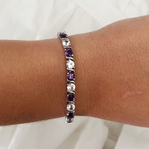 Kohl's Jewelry Kohls Ss Amethyst And White Sapphire Bracelet Poshmark